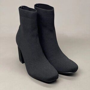 MIA Erika Fly Knit Booties Dress Boots Black 2” Heel